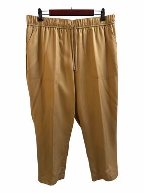 CROFT & BARROW, Tan Khaki Flowy Pull On Straight Leg Relaxed Slacks + Drawstring